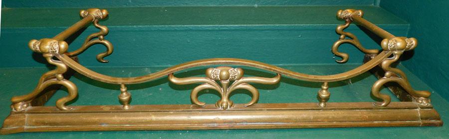 Antique Brass Fireplace Fender (1 of 4)