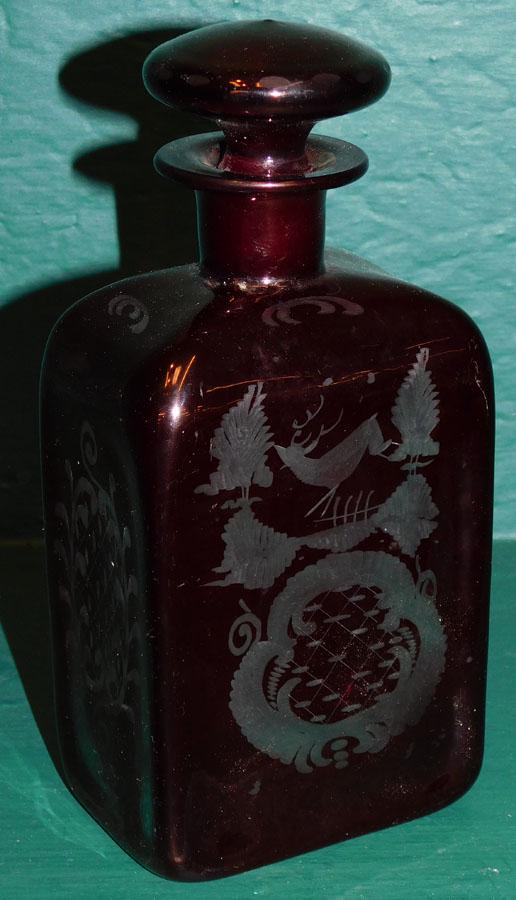 Ruby Etched Glass Decanter (1 of 4)