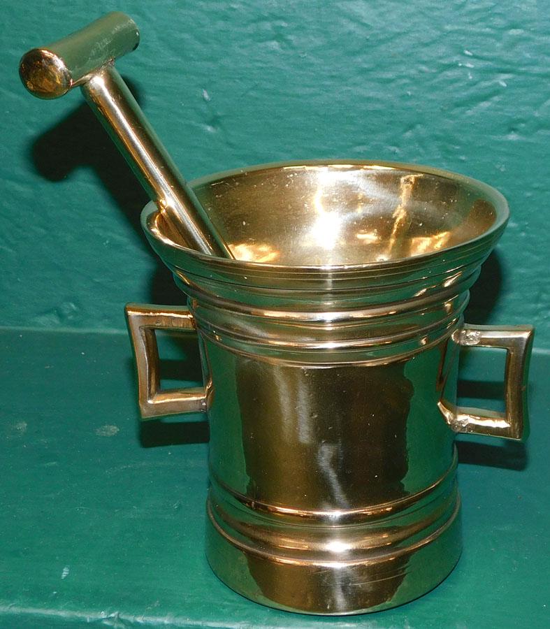 Antique Polished Brass Mortar & Pestle (1 of 3)