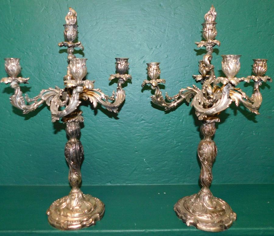 Pair SP 5 Branch Candelabras (1 of 3)