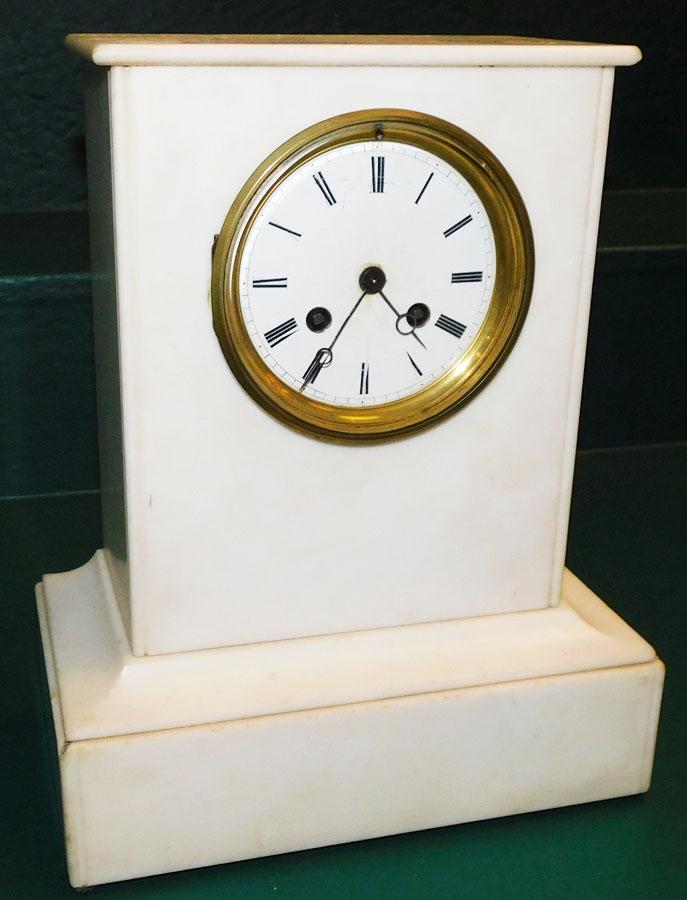Antique French White Marble Clock (1 of 4)