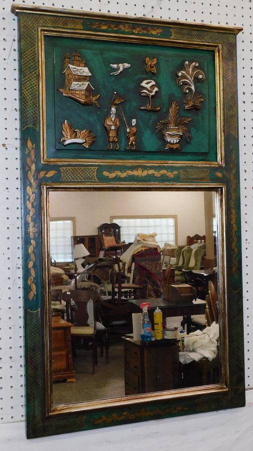 Paint Decorated Oriental Trumeau Mirror (1 of 5)