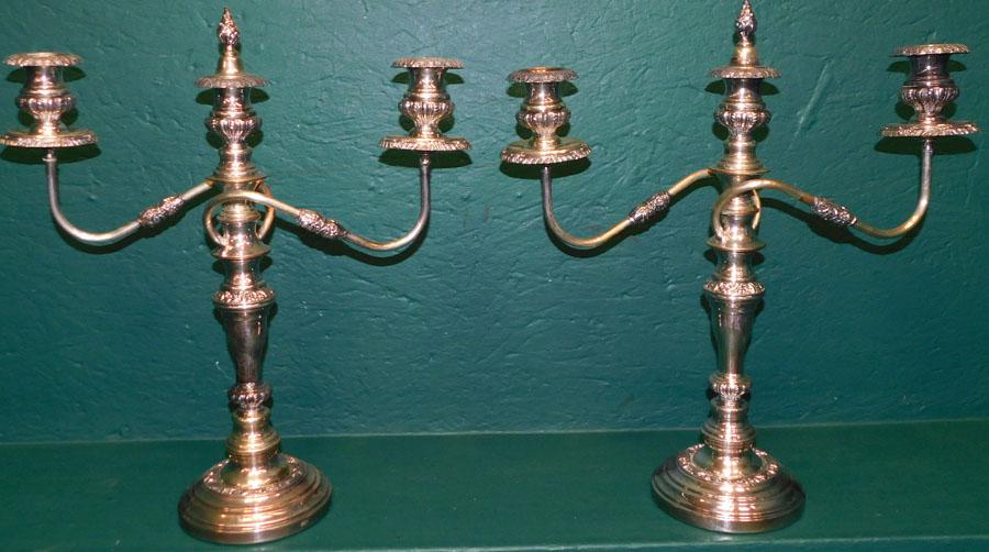 Pair Sheffield 3 Branch Candelabras (1 of 4)