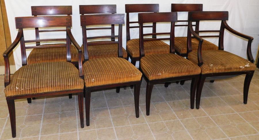 Set 8 19th C Regency Mah Ebony Inlay Dining Chairs (1 of 5)