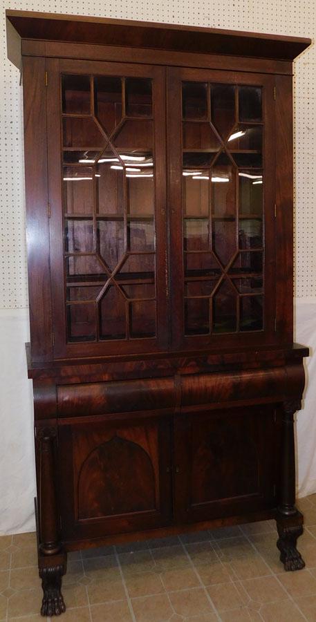 Antique Empire Mahogany Carved China Cabinet (1 of 11)