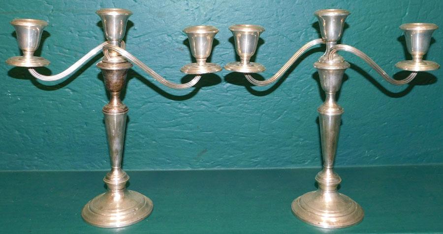 Pr 3 Branch Sterling Weighted Candelabras By Gorham (1 of 3)