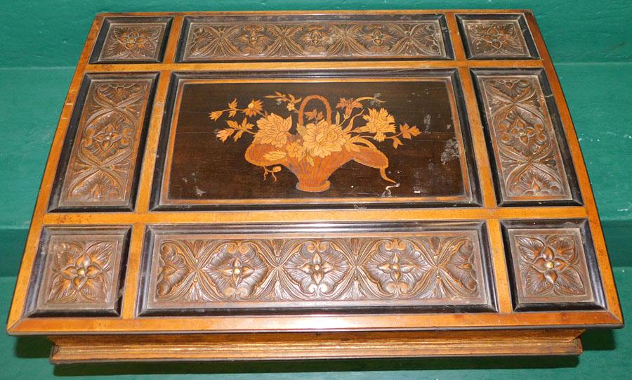 Antique Mahogany Inlay Book Shaped Box (1 of 4)