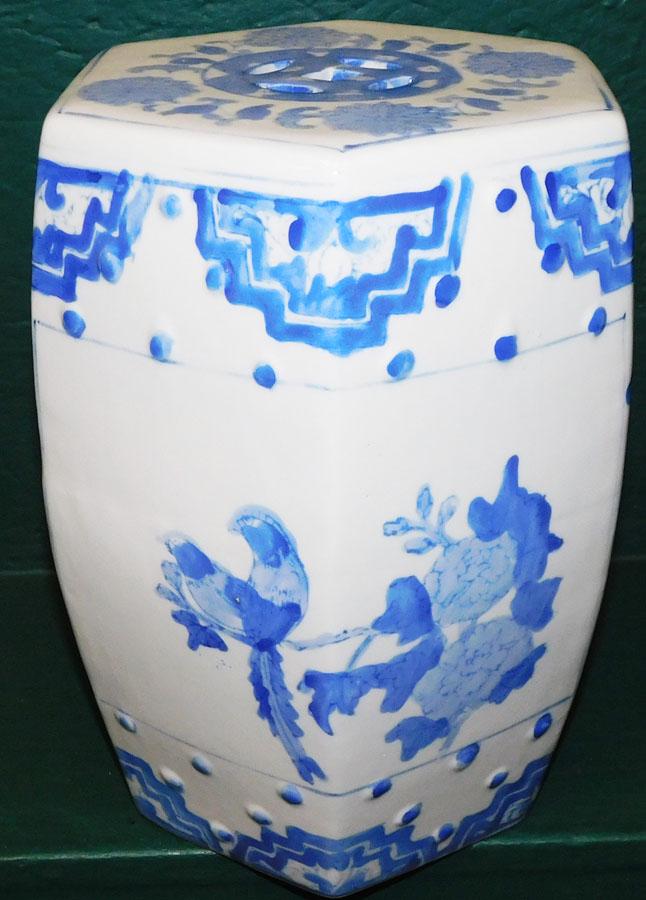 Diminutive Porcelain Blue & White Garden Seat: Diminutive Porcelain Blue & White Garden Seat. 12 1/2" H