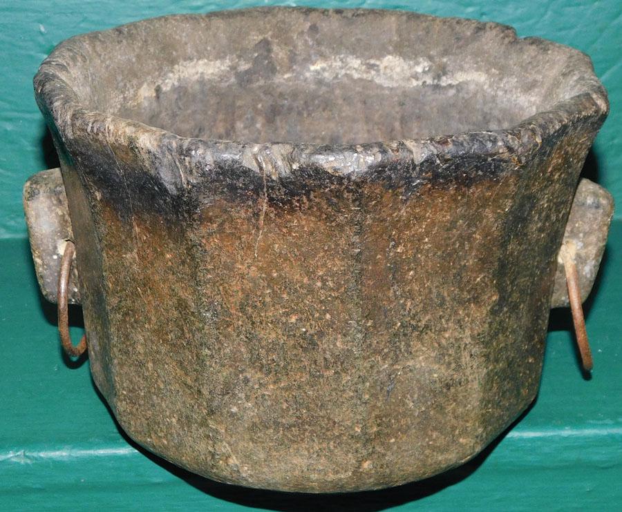 19th C Hand Carved Marble Cache Pot: 19th C Hand Carved Marble Cache Pot. 10" Dia 6" H