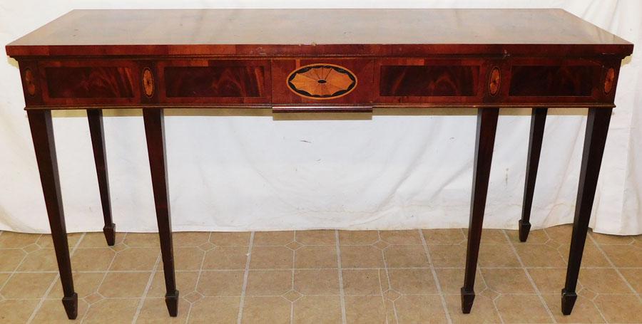 Mahogany Inlay Console: Mahogany Inlay Console. 60 1/4" W 20" D 32 1/2" H