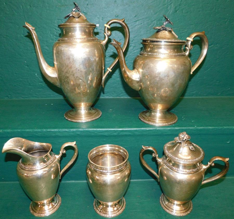 5 Pc Sterling Tea Set "Violet" (76.5 Toz) (1 of 5)