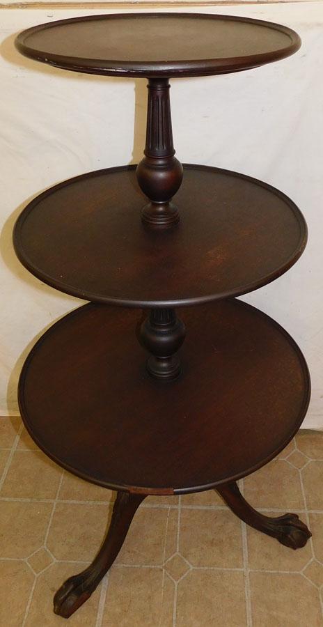 Mahogany 3 Tier Dumbwaiter (Areas Of Wood Loss) (1 of 4)