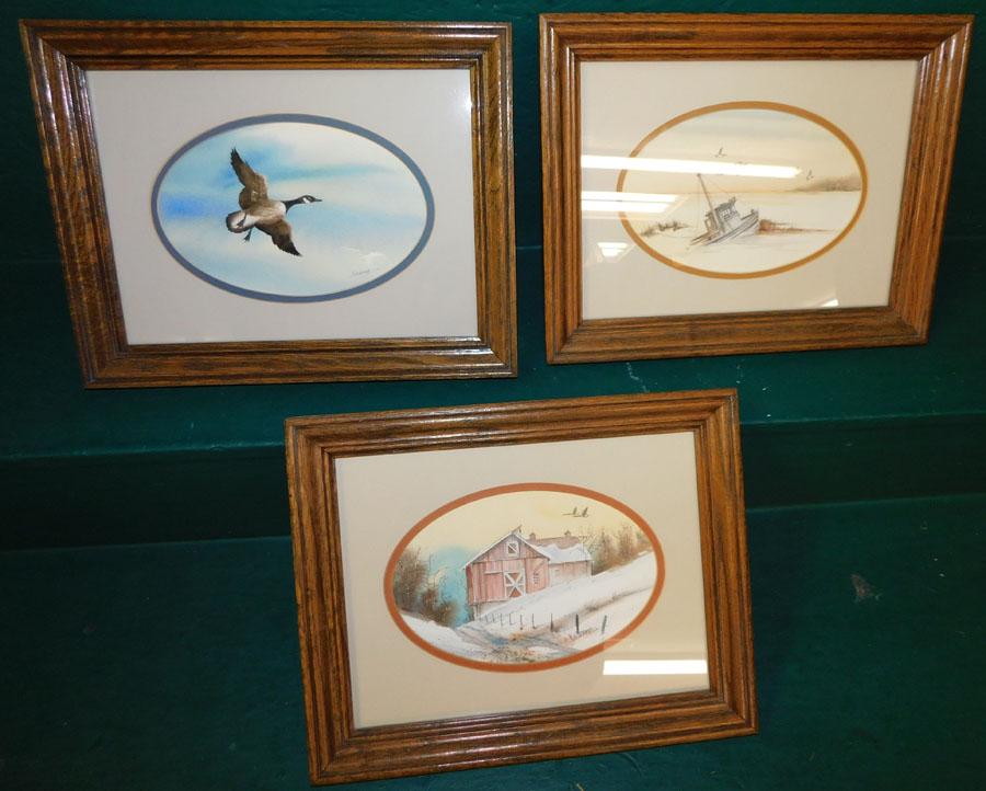 Three Framed & Signed  Watercolors (1 of 9)