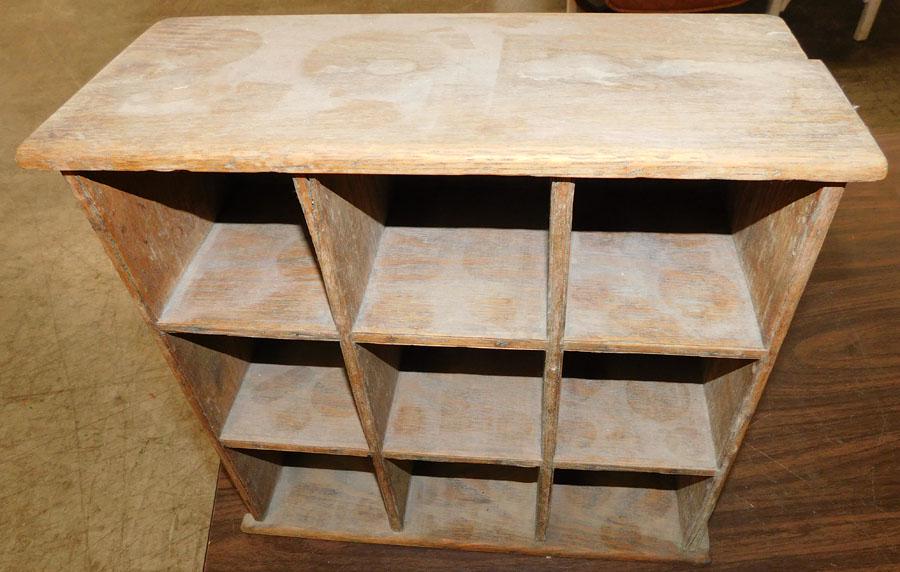 Antique Primitive Oak Hanging Cubicle  Wall Shelf (1 of 2)