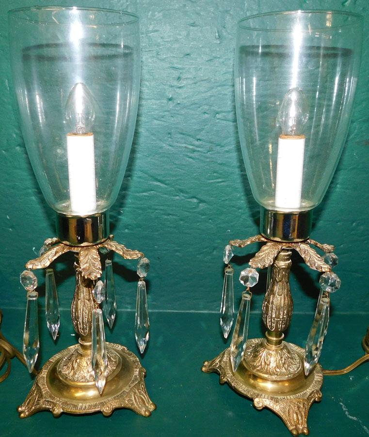 Pair Bronze & Glass Lamps (1 of 2)