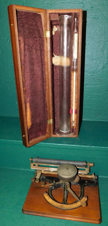 Ant Typewriter, Thermometer & Glass Tube In Wood Box (1 of 3)