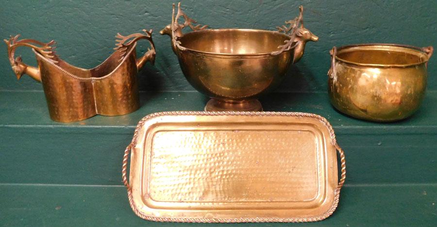 4 Pc Brass ( Bowl -- Bottle Holder-- Bucket -- Tray) (1 of 5)