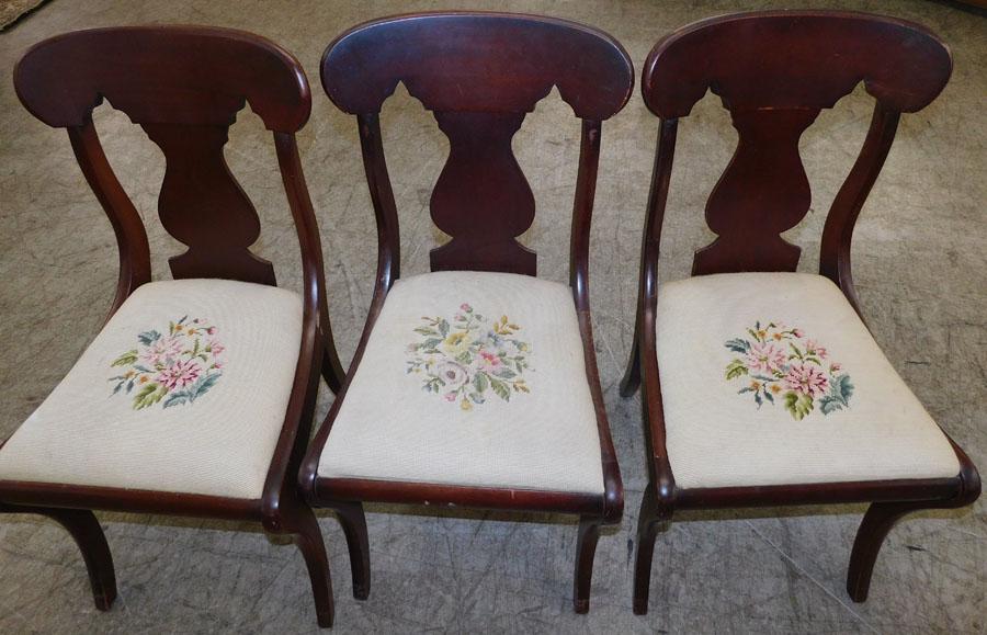 Three Mahogany Needlepoint Side Chairs (1 of 2)