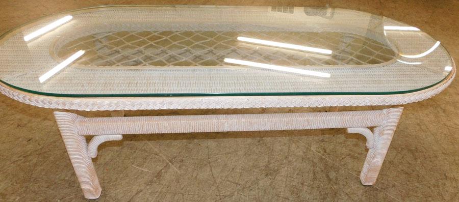 Wicker Glass Top Coffee Table (1 of 2)