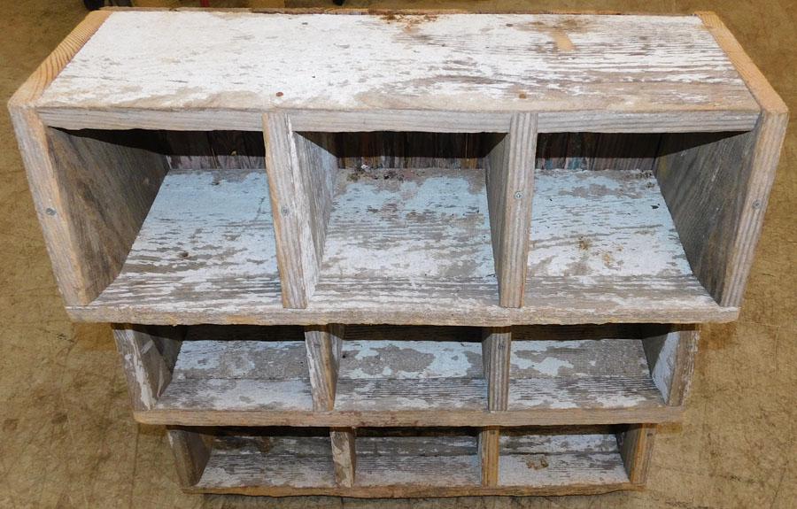 Primitive Painted Heart Pine Cubicle Shelf (1 of 2)