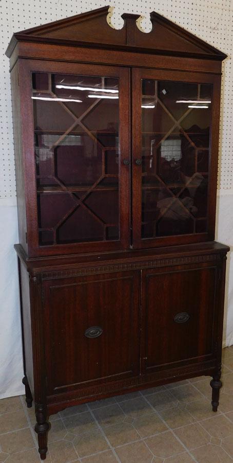 Antique Mahogany China Cabinet: Antique Mahogany China Cabinet. 37 1/2" W 18" D 74 1/2" H