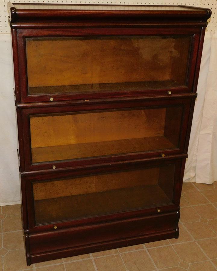 3-Section Mah Barrister Bookcase (Back Needs Work) (1 of 3)
