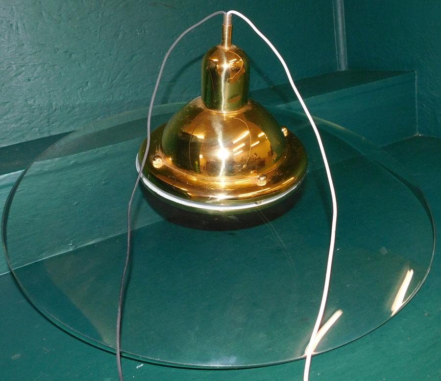 Brass & Glass Light Fixture: Brass & Glass Light Fixture. 22 1/2" Dia 9" H