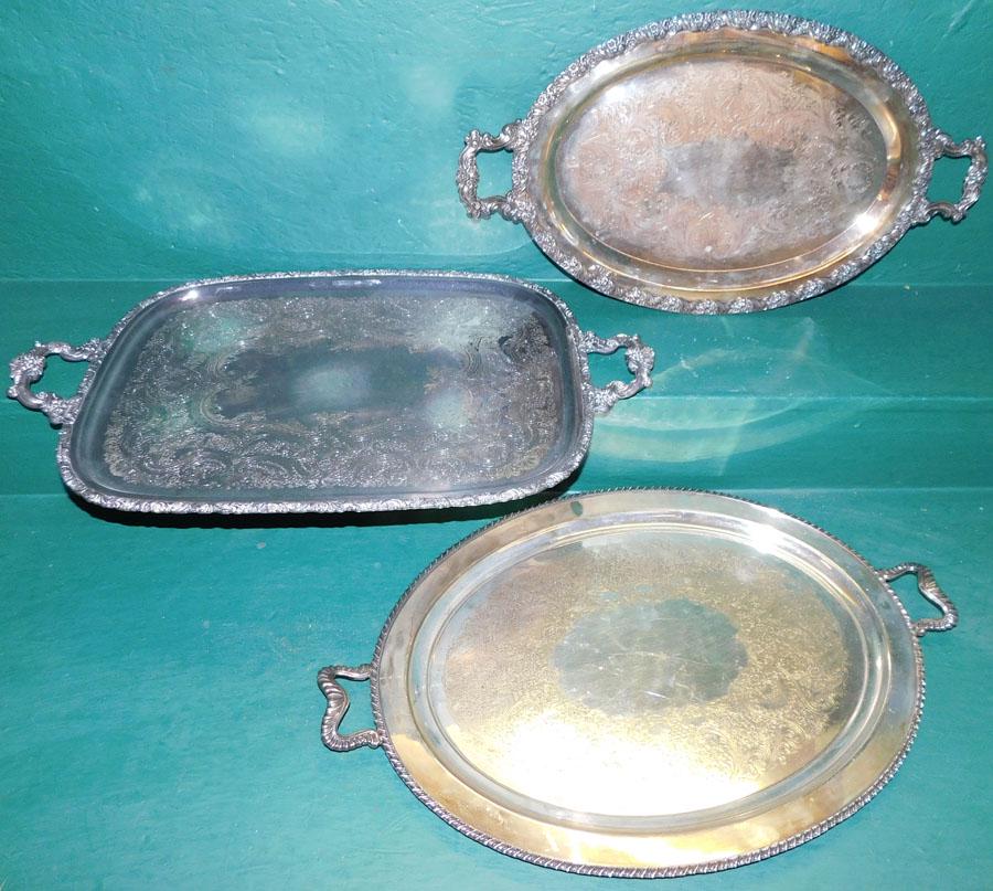 Three Silver Plate Serving Trays (1 of 1)