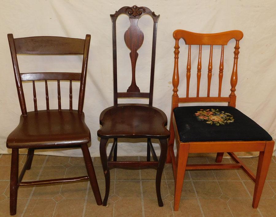 Lot 3 Painted Mahogany & Maple Side Chairs (1 of 3)