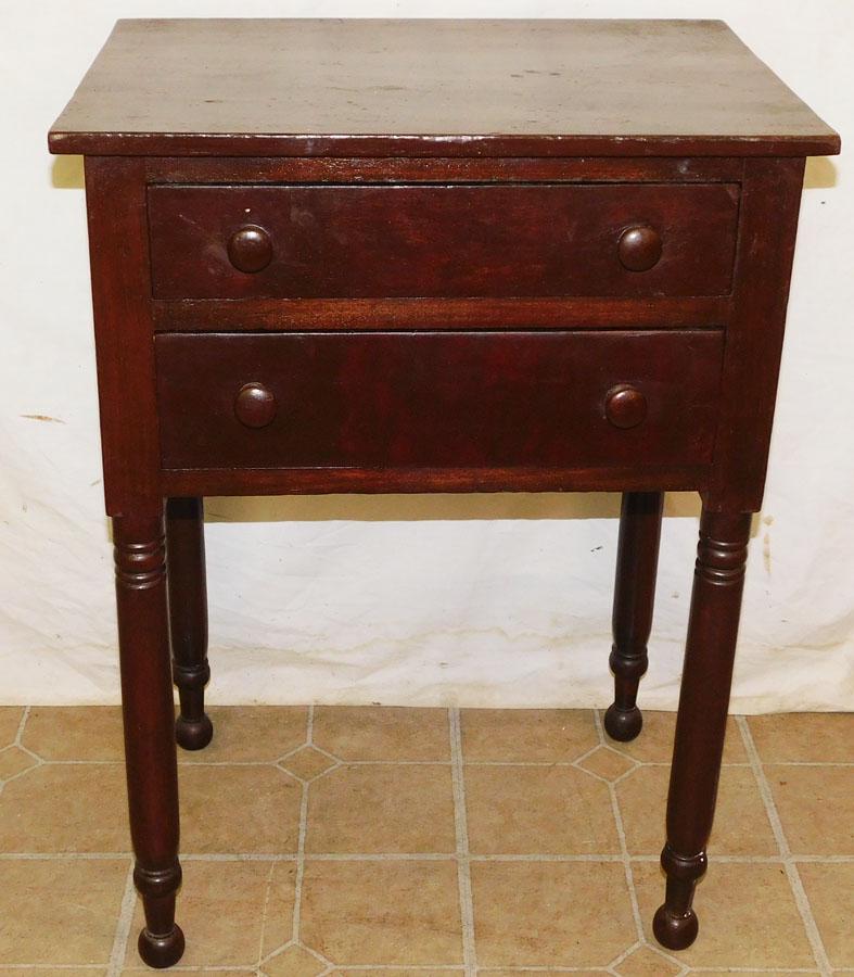19th C Cherry 2 Drawer Night Stand (1 of 5)