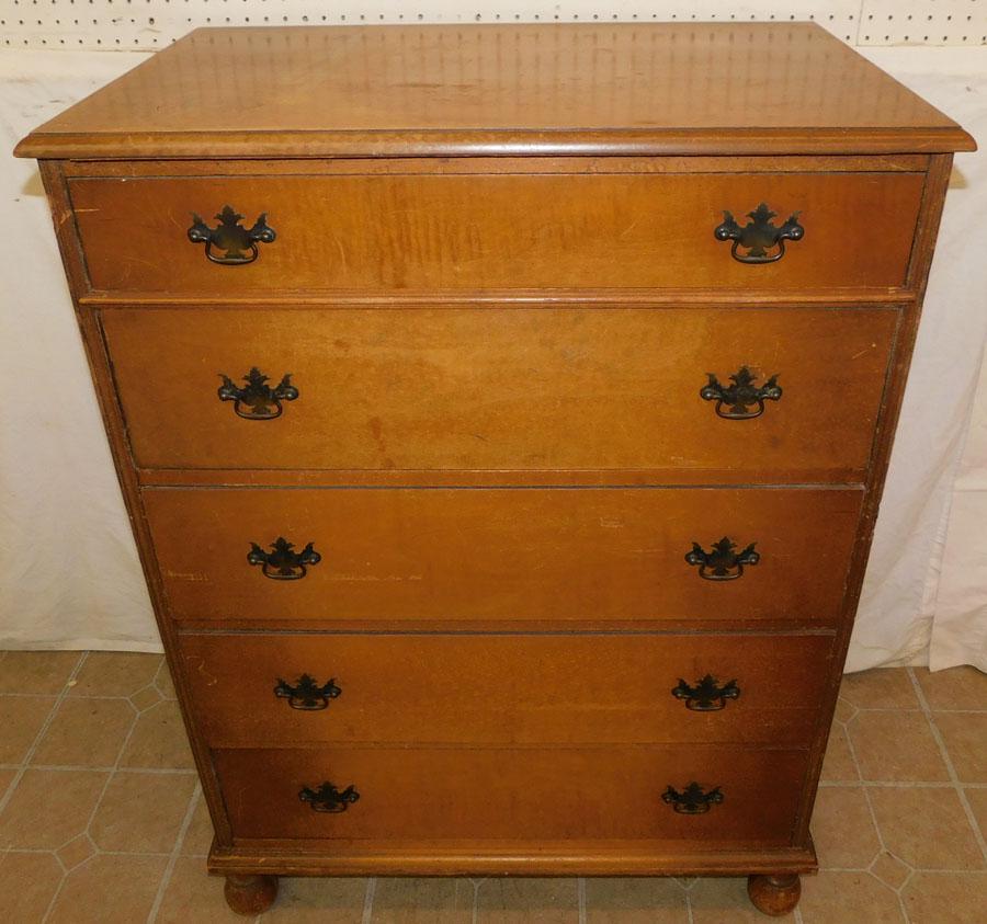 Antique Maple 5 Drawer Chest (1 of 3)