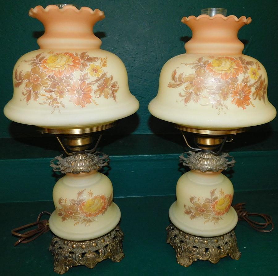 Pair Gone With The Wind Paint Decorated Lamps (1 of 3)