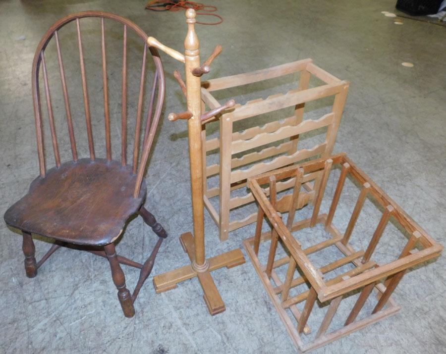 Antique Windsor Side Chair -- Wine Rack -- Hat Rack: Antique Windsor Side Chair -- Wine Rack -- Hat Rack. 36 1/2" (Hat Rack)