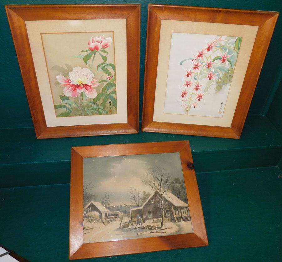 Framed Print & 2 Oriental Framed Watercolors (1 of 6)