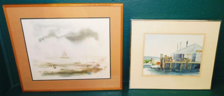 Watercolor Boat Dock & Watercolor Of Ocean Scene (1 of 4)