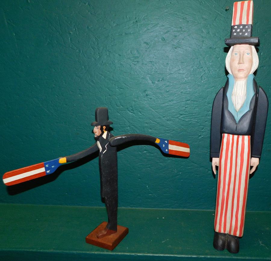Painted Wooden Uncle Sam & Lincoln Figures (1 of 3)