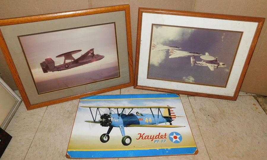 Lot Metal Airplane Sign & Two Airplane Photos (1 of 3)