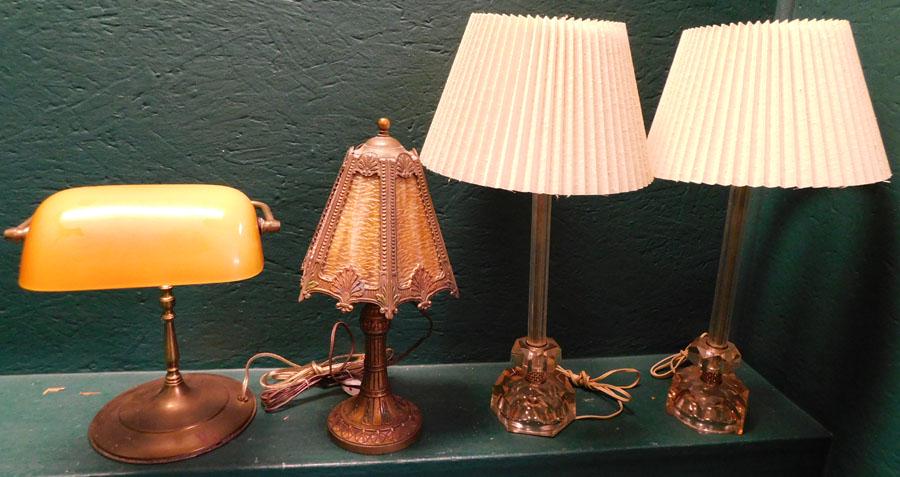 Student Lamp & Pair MCM Glass Lamps (1 of 4)