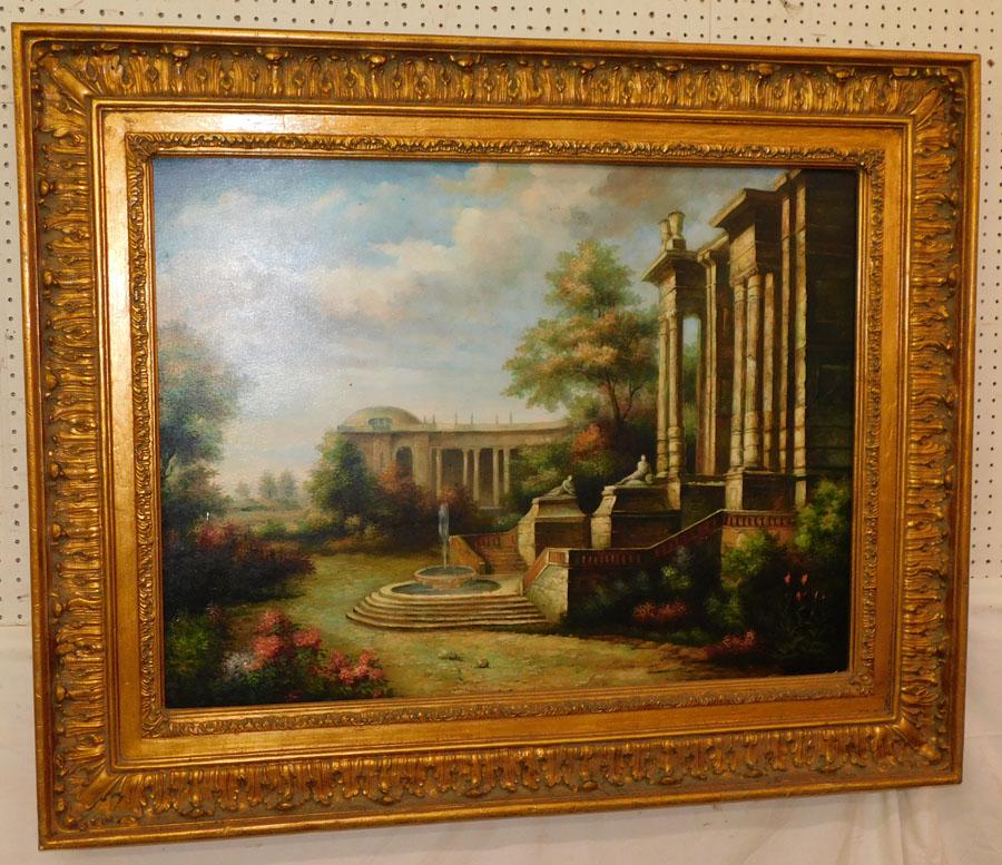 Large OOC of a Garden Scene Signed (1 of 4)