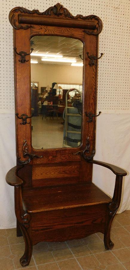Antique Original Finish Quartersawn Oak Hall Tree (1 of 5)