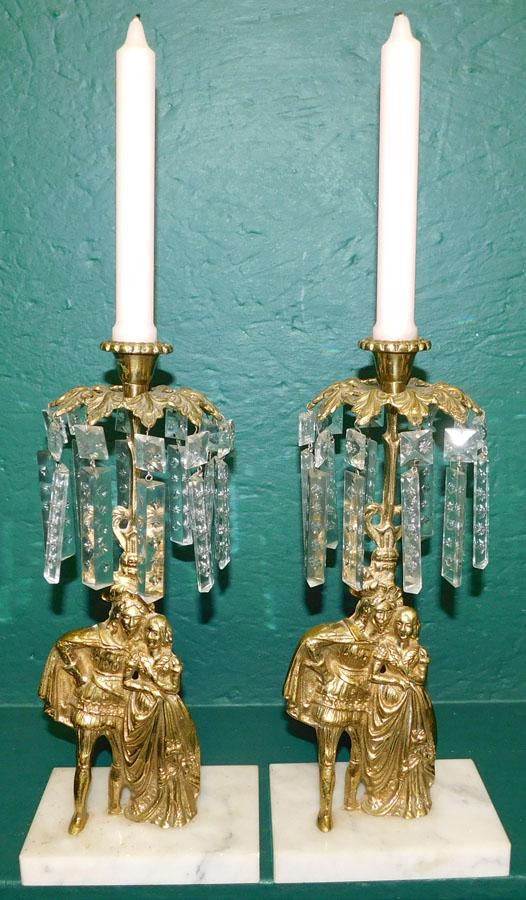 Pr Brass Figural Single Girondles with Marble Bases (1 of 4)