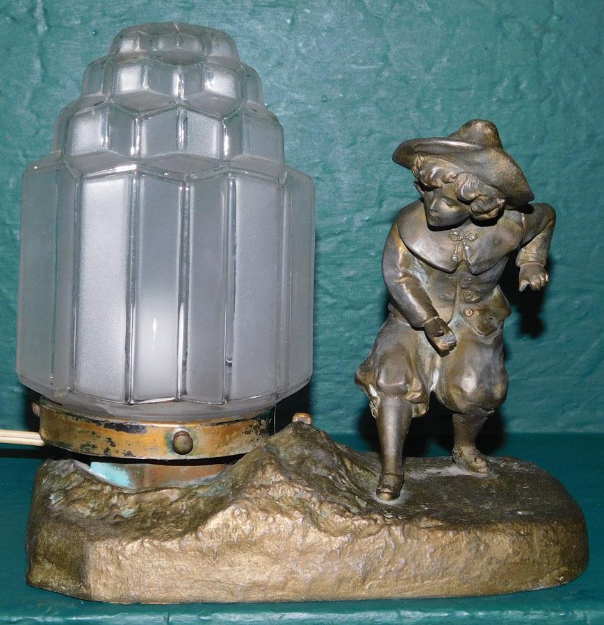 Art Deco Metal Figural Lamp Signed (1 of 4)