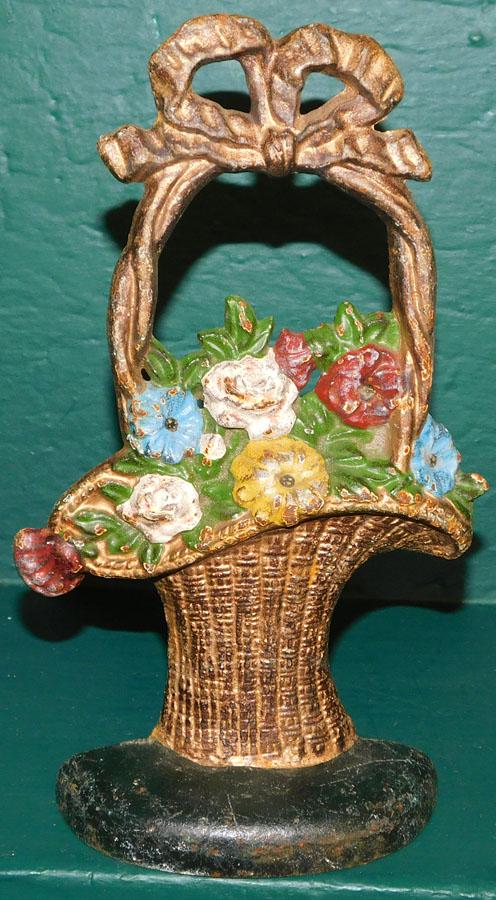 Cast Iron Flower Basket Door Stop by Hubley (1 of 3)