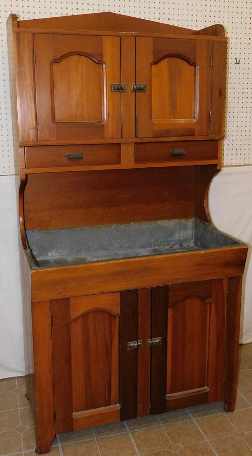 Antique Cherry Dry Sink with Zinc Liner (1 of 5)