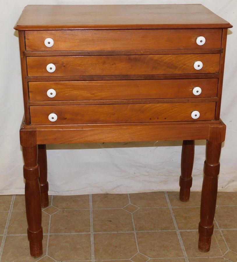 Antique Walnut 4 Drawer Spool Cabinet (1 of 4)