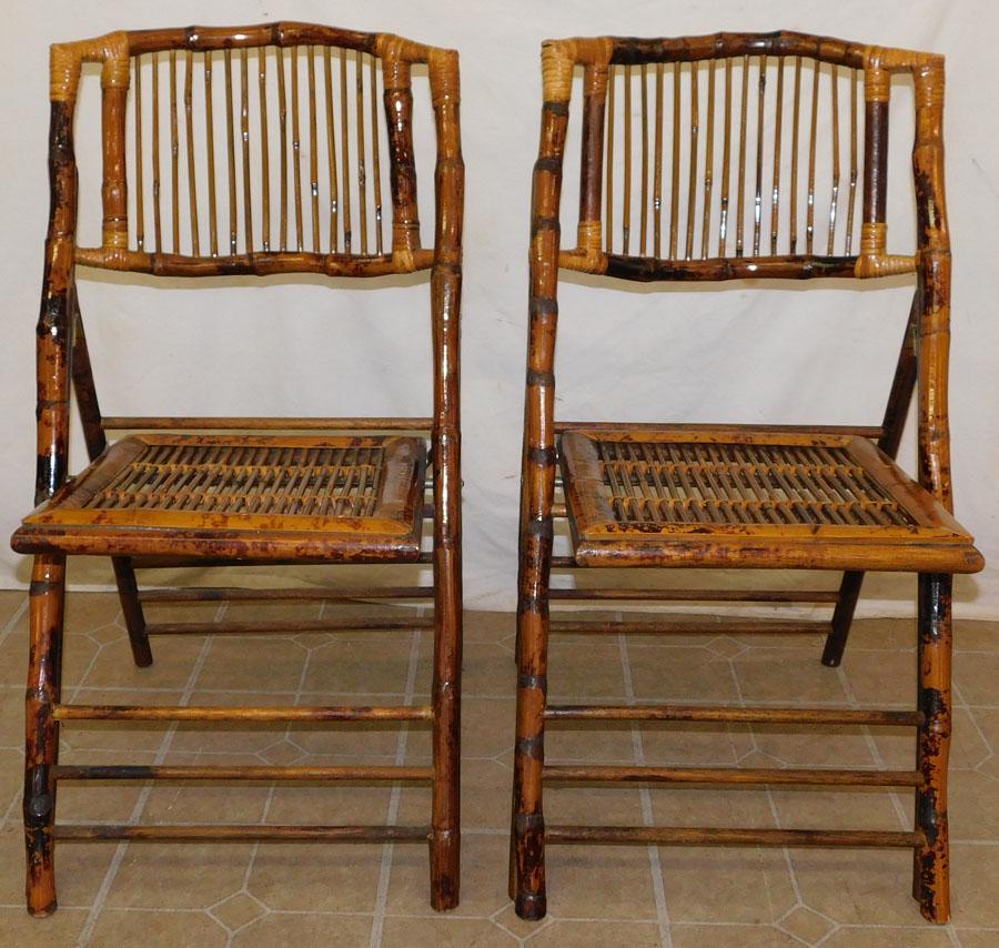 Pair of Bamboo Folding Side Chairs (1 of 4)