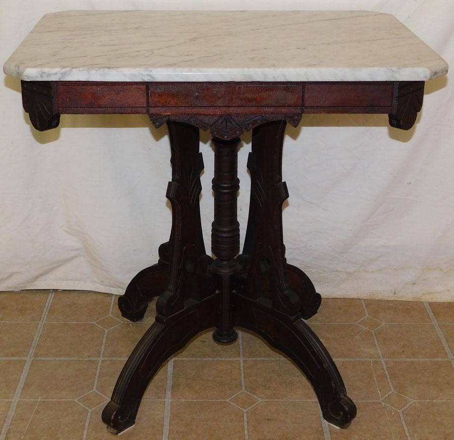 Walnut Victorian Marble Top End Table (1 of 3)