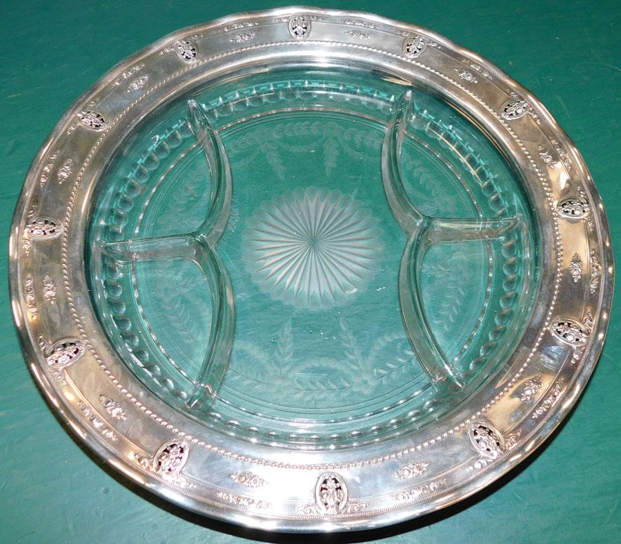 Wallace Sterl Cut Glass Entrée Server (Rose Point) (1 of 3)