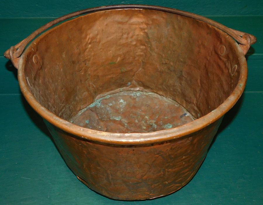 Antique Copper Bucket with Wrought Iron Handle (1 of 3)
