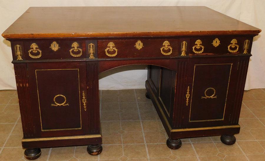 French Empire Mah Partner's Desk w Bronze Mnts (1 of 10)